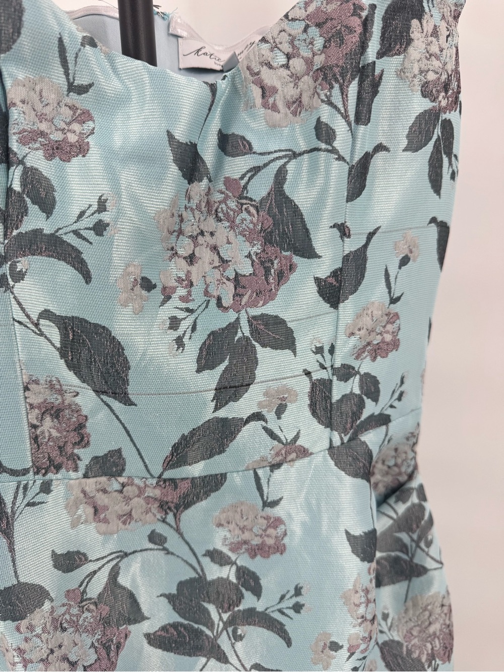 Katie May One-Shoulder Light Blue Floral Jacquard Gown - Picture 9 of 15
